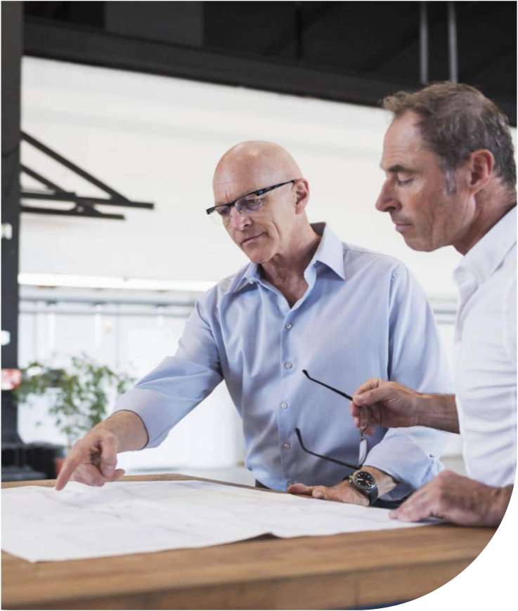 Business professionals exchanging ideas